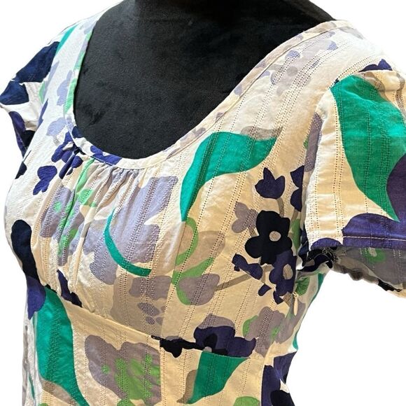 Boden Floral Mini Dress lightweight slim fit 100% cotton unlined sz 4 Petite 4P - Picture 5 of 16